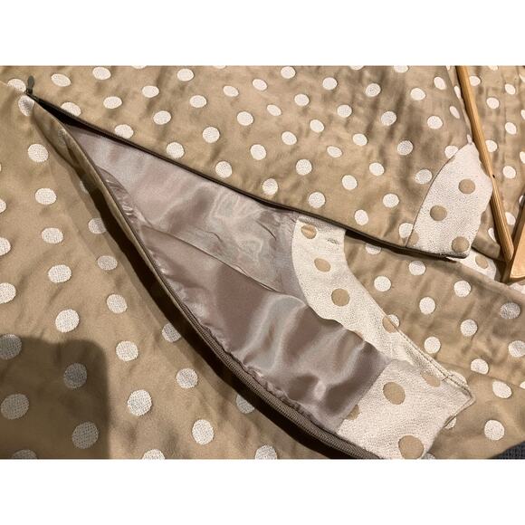 HELGA Vintage Dress, Tan White Polka Dot, Short Sleeve, Lined, Thick, Large (?) - Picture 5 of 9